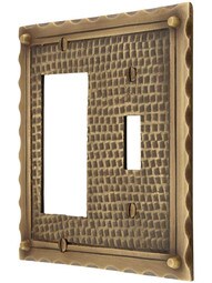 Bungalow Style Toggle / GFI Combination Switch Plate In Antique Brass.